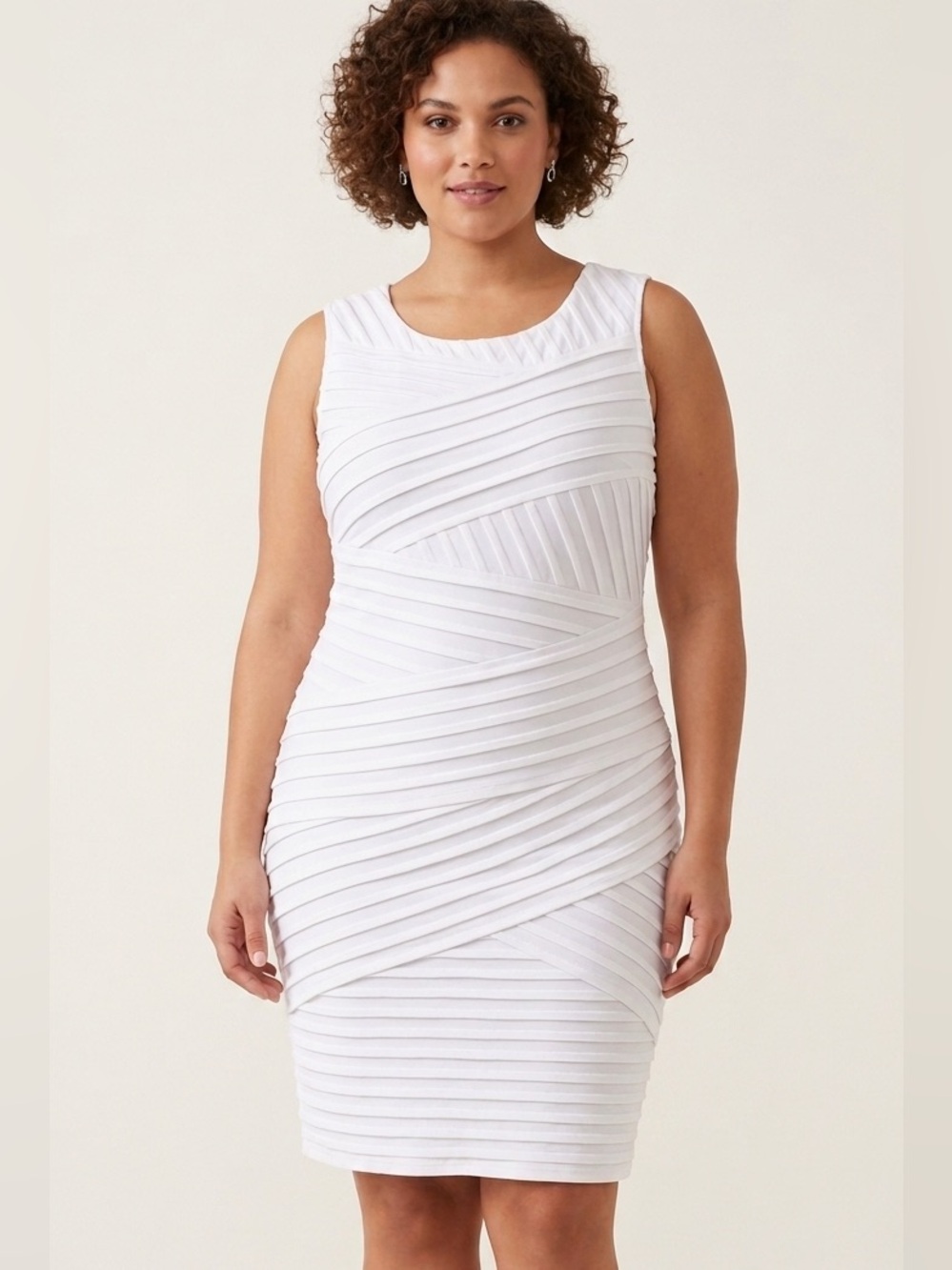 Calvin Klein Sleeveless Banded Bodycon Sheath Dress White Size 12 NWT - Picture 2 of 7